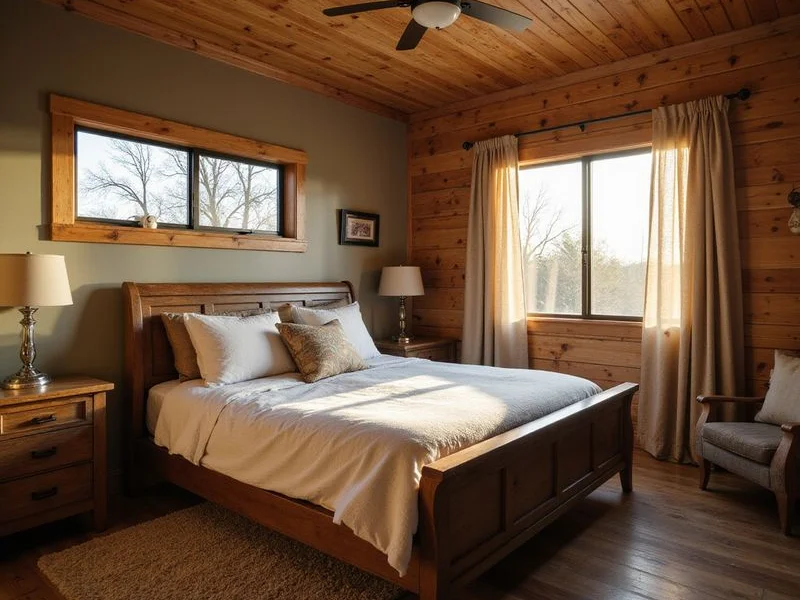 Finished 53ft container home bedroom interior with low-E window