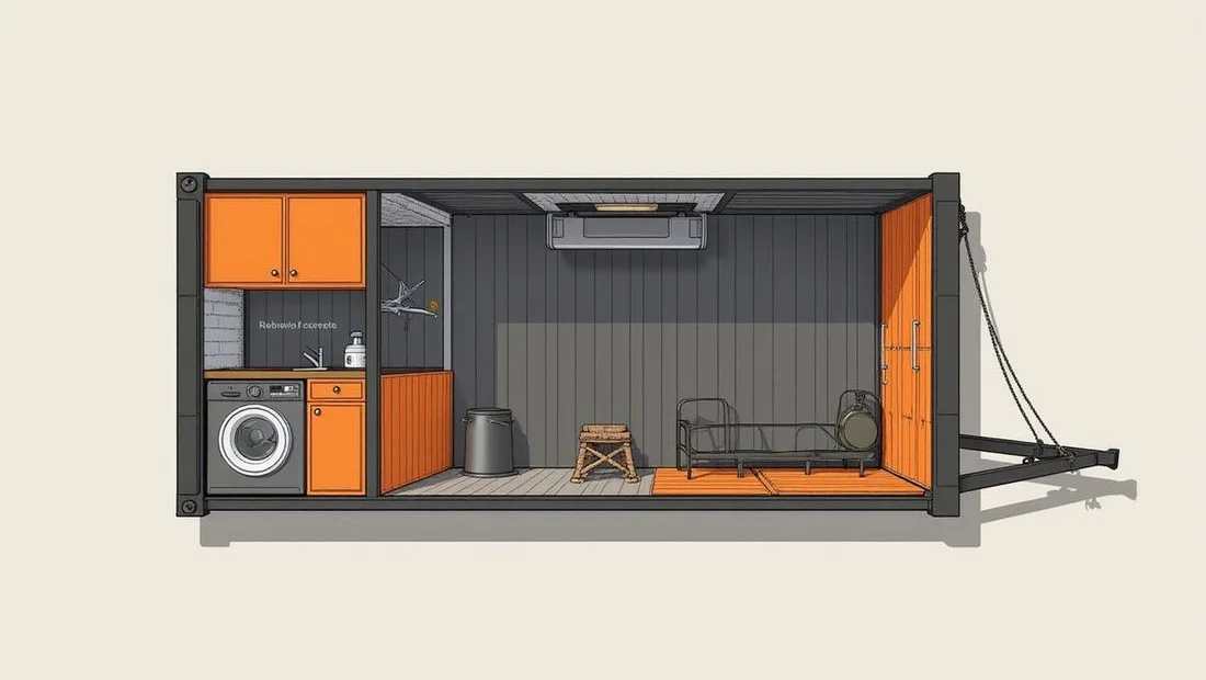 20ft single-occupant hunting cabin layout