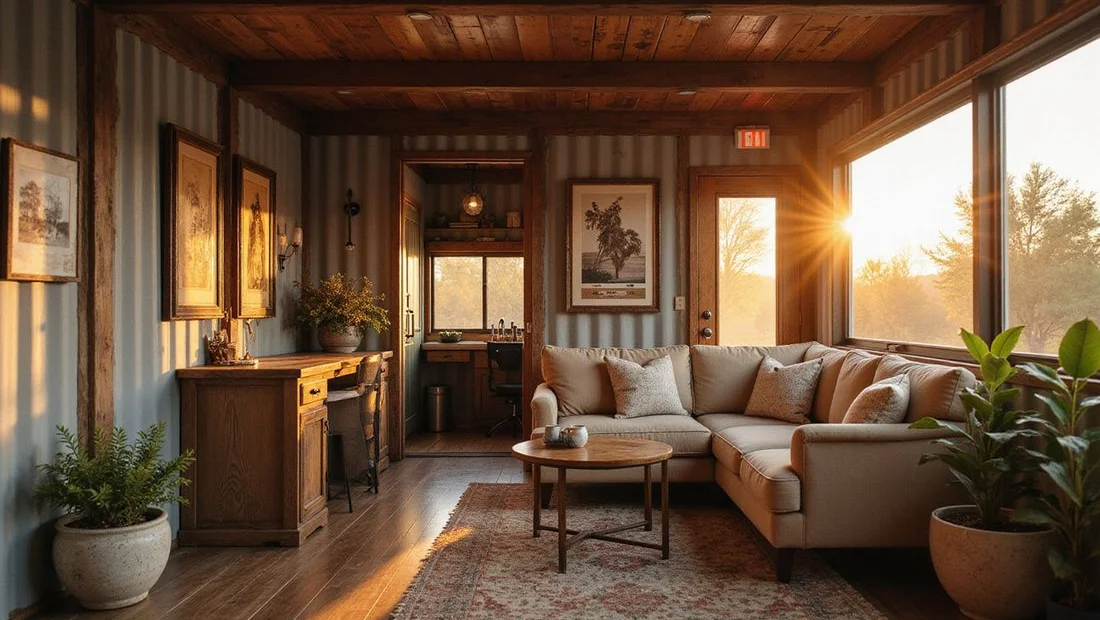 Compact 20ft container home studio interior