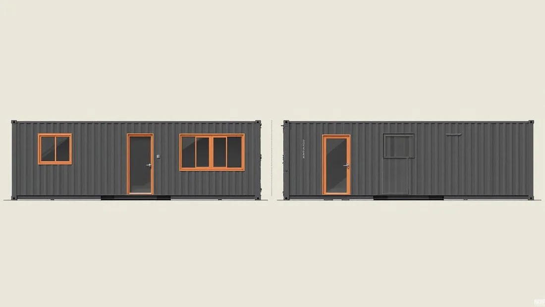 20ft, 40ft, and 53ft container home models side by side