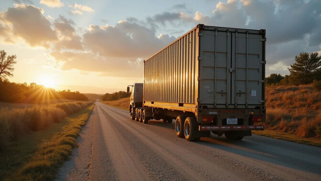 Wide cleared access drive with overhead clearance for delivery